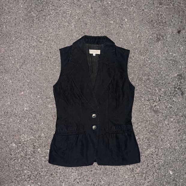 Christian Dior black cotton blazer vest