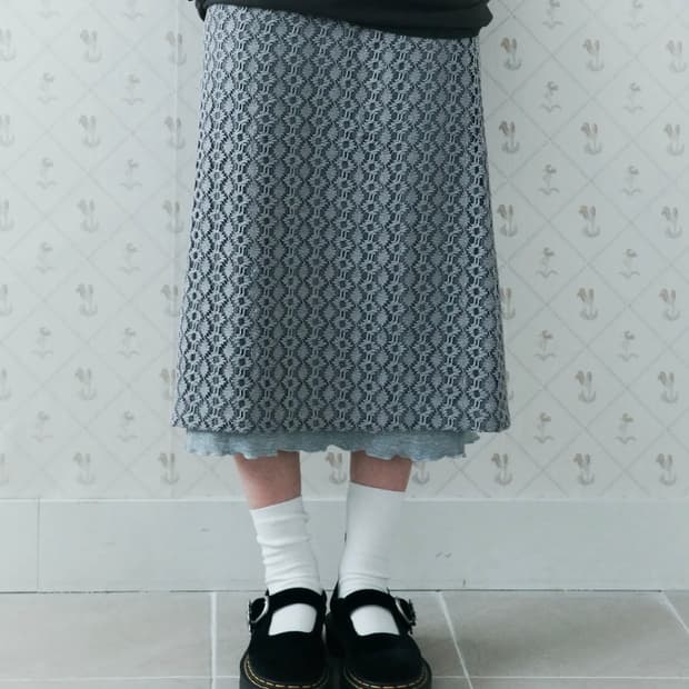 원더비지터 Race Long Skirt [Grey] 롱 스커트