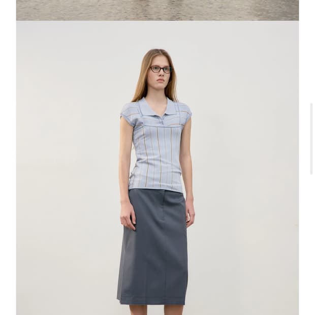 로우클래식 STRIPE SLEEVELESS KNIT 세트 BLUE