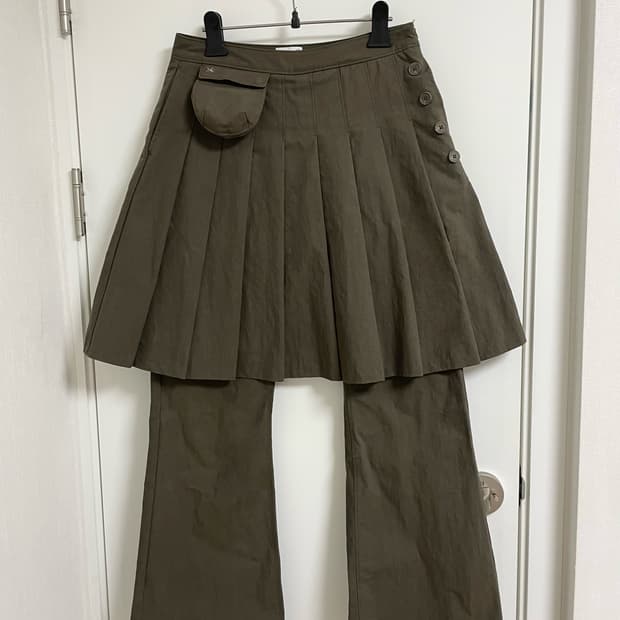 S) 더콜디스트모먼트 스커트레이어드팬츠 치마바지 브라운