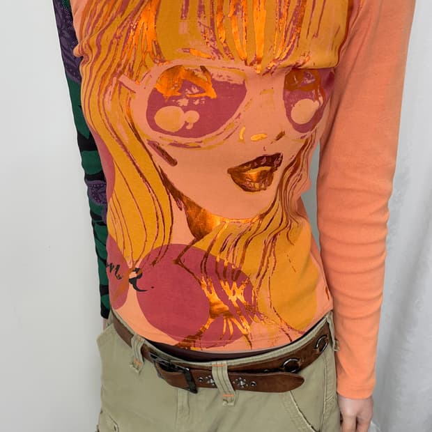 Custo Barcelona 오렌지 그래픽 티셔츠