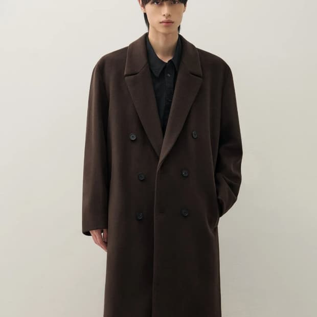 [XL]드로우핏 프리미어 퓨어 캐시미어 로브 더블코트 Dark brown