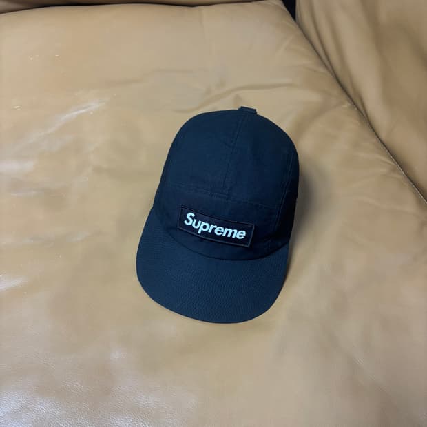 Supreme 슈프림 23fw 왁스드 코튼 블랙 캠프캡 모자 Black