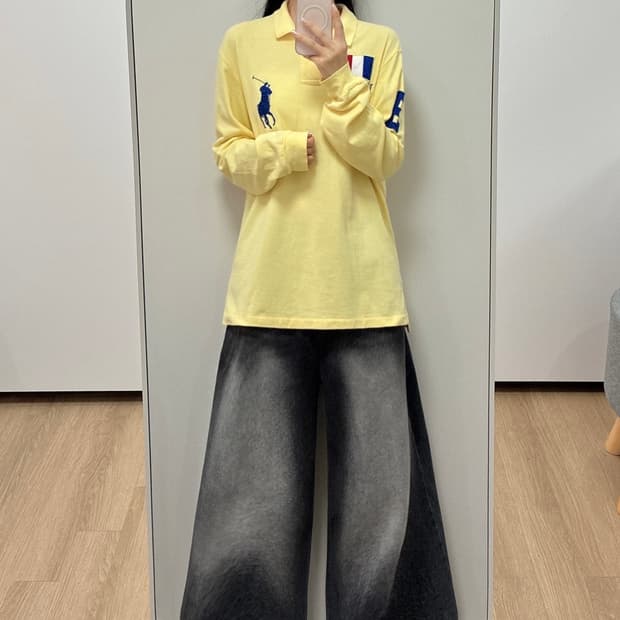 폴로 랄프로네 빅포니 치프키프 프랑스 레몬 카라 긴팔 티셔츠