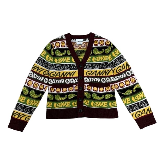 가니 리사이클 울 스마일리 가디건