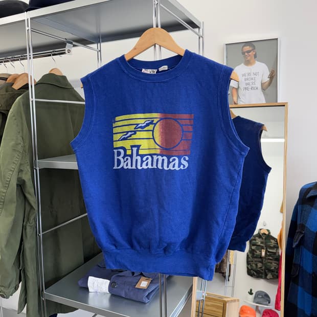 70s 더블 불 Double Bull 바하마 슬리브리스 스웻셔츠 (M) 