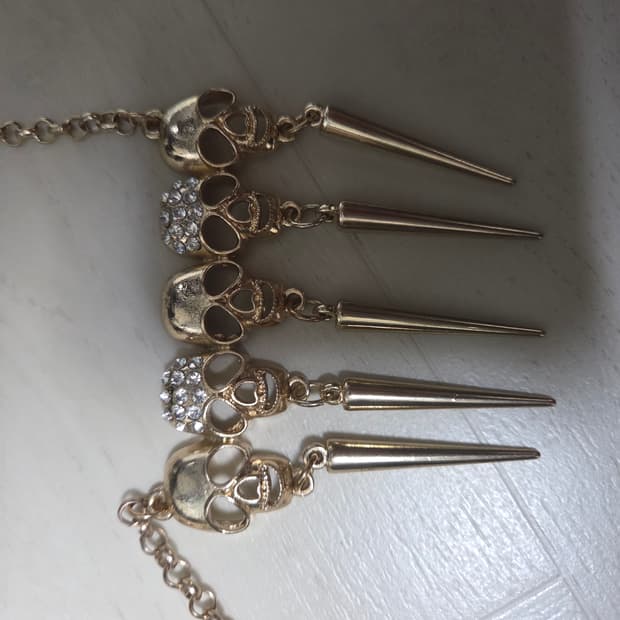 갸루 해골 골드 목걸이