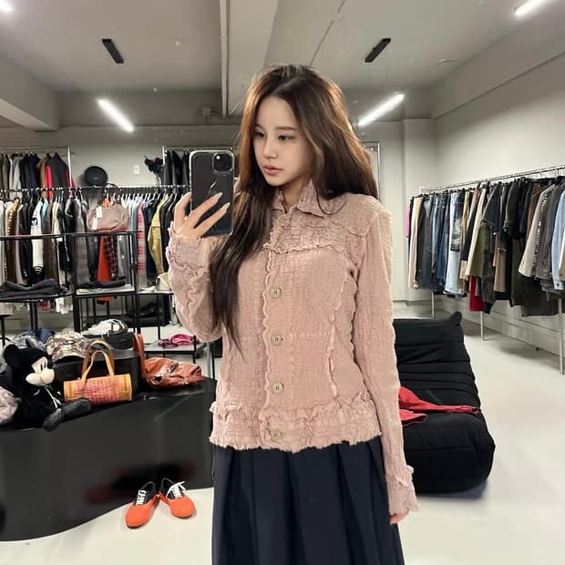 ISSEY MIYAKE me pink pleats cardigan 