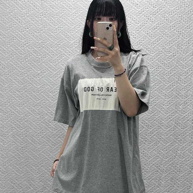피어 오브 갓 빈티지 캐주얼 박스로고 오버핏 반팔티 L C13981