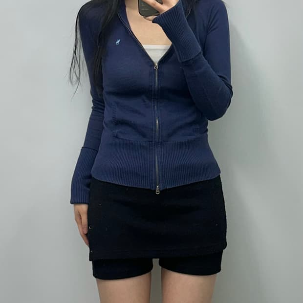 아베크롬비 산양로고 네이비 투웨이 니트집업