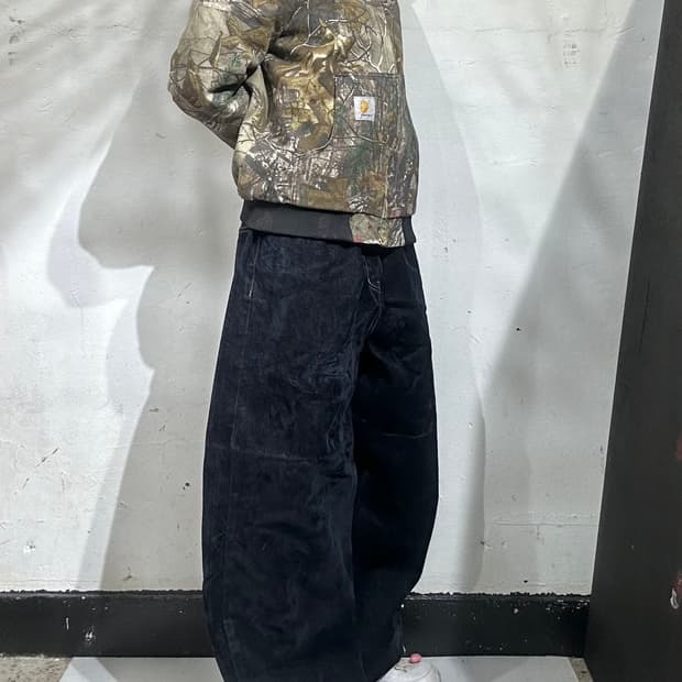 빈티지 MENTO 진청 와이드 벌룬 데님 팬츠 청바지 