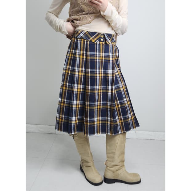 체크 플리츠 스커트