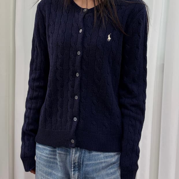 [M]폴로 랄프로렌 캐시미어 케이블 니트 가디건 navy