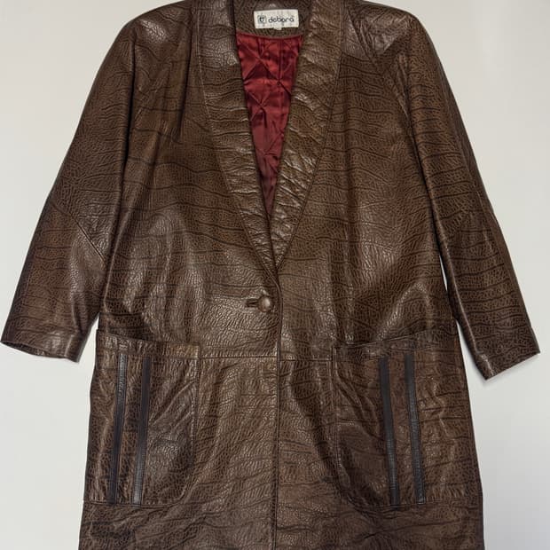 희귀!! 여성 80년대 악어 패턴 리얼 양가죽 코트 자켓 M ~ L