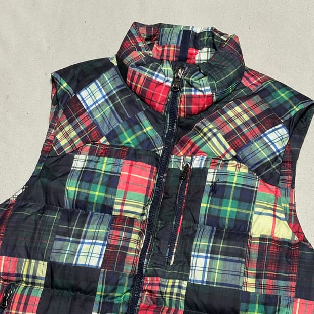 M 폴로랄프로렌 패치워크 패딩 조끼