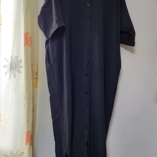 빅사이즈 ARA 검정색 셔츠형 롱 원피스99