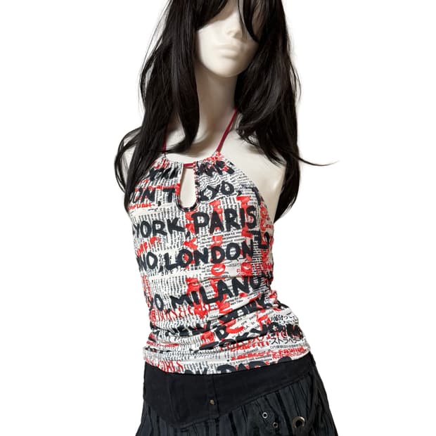 Vintage lettering halter neck top