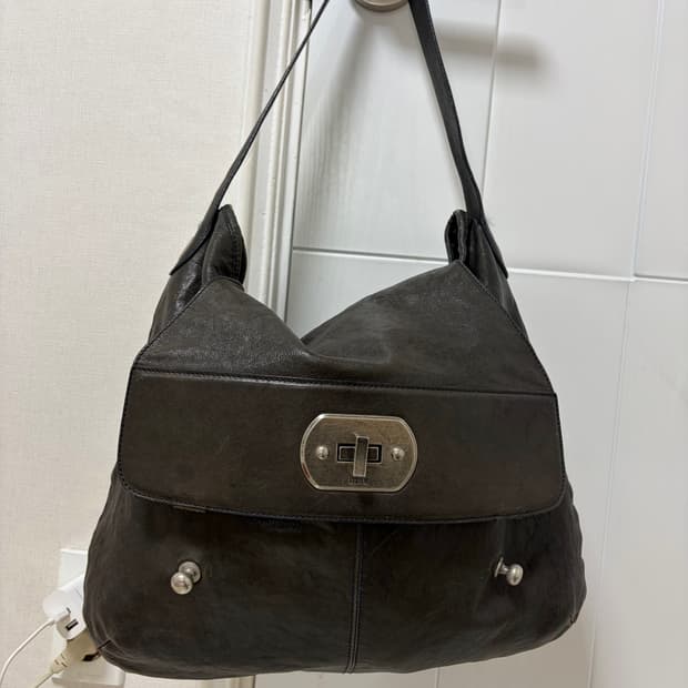 시스템 소가죽 숄더백 