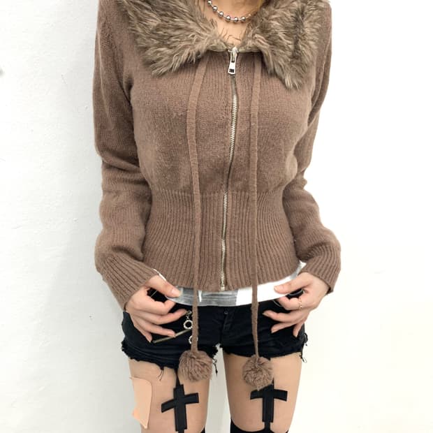 Romwe fur trimmed zip-up 