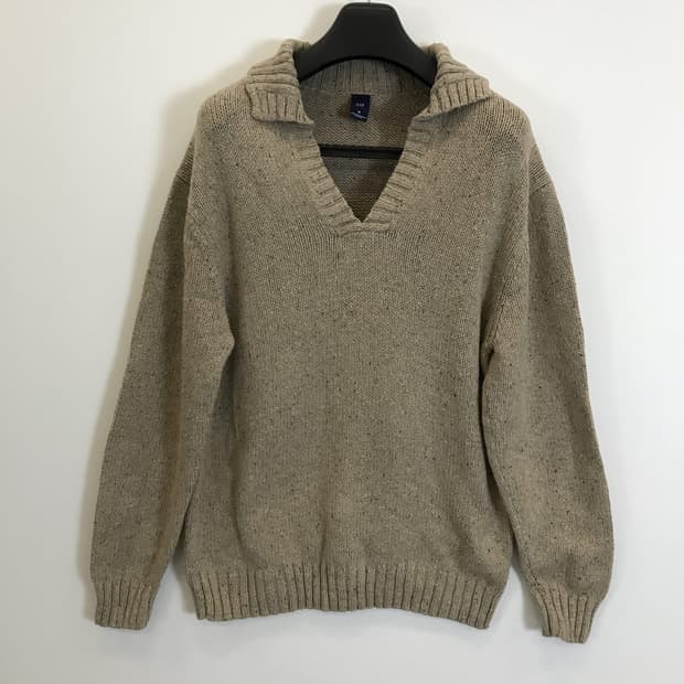 GAP 갭 90s 올드캡  울 카라넥니트 일본판[XL]