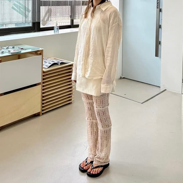 할로미늄 레이스 레깅스 아이보리 