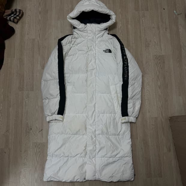 노스페이스 아틀레틱 로고 후드 롱패딩 M/95 