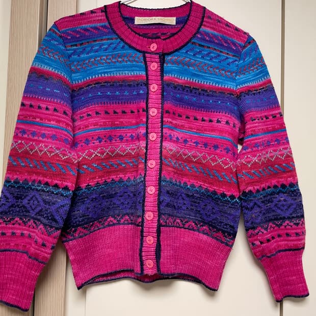 일본빈티지 컬러감 예술 울 가디건