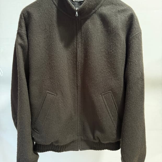오라리 FW25 베이비카멜 플라넬 집 블루종 브라운 4