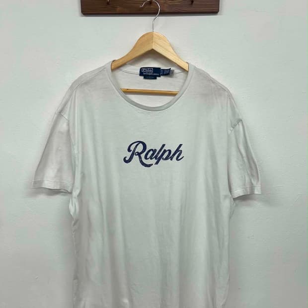 [XL] 폴로 랄프로렌 현행QR Ralph 스크립트 로고 화이트 반팔 티