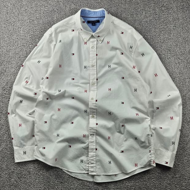 타미힐피거 스펠 로고 패턴 코튼 셔츠 ( XL ) / 11081