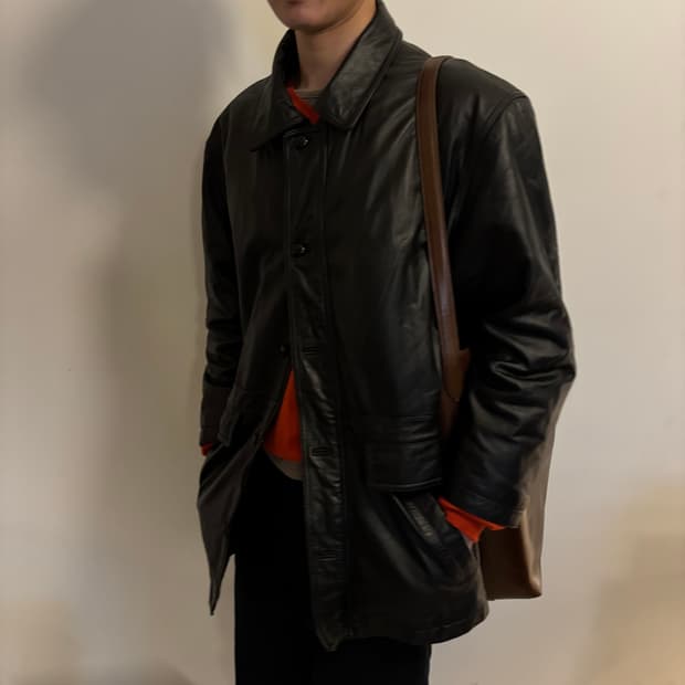 vtg cowhide snap carcoat