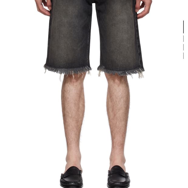 Rhude 블랙 프린지 데님 쇼츠