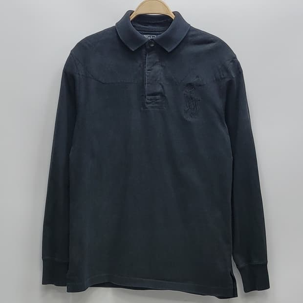POLO 폴로 랄프로렌 빅포니 빈티지 워싱 럭비 티셔츠 / 남 M 블랙
