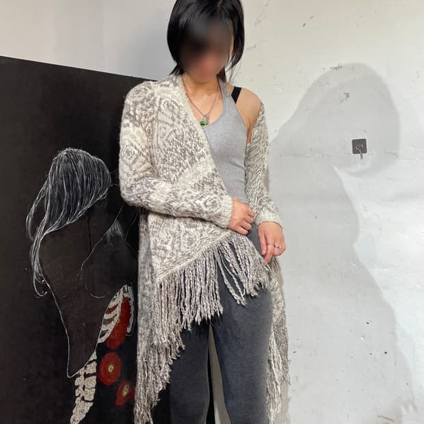 아베크롬비 오리엔탈 에스닉 프린지 로브 가디건 M