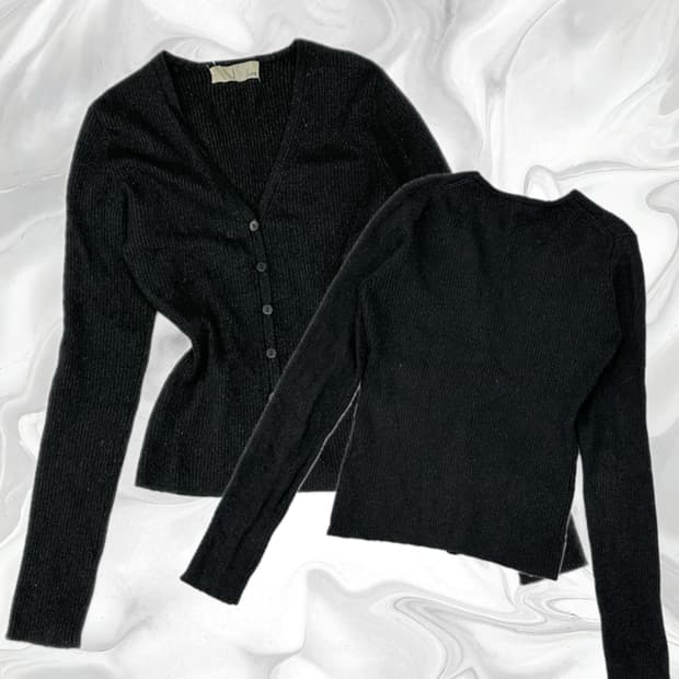 J&R 고스로리 공겜여주 지뢰계 블랙 슬림핏 골지 가디건 