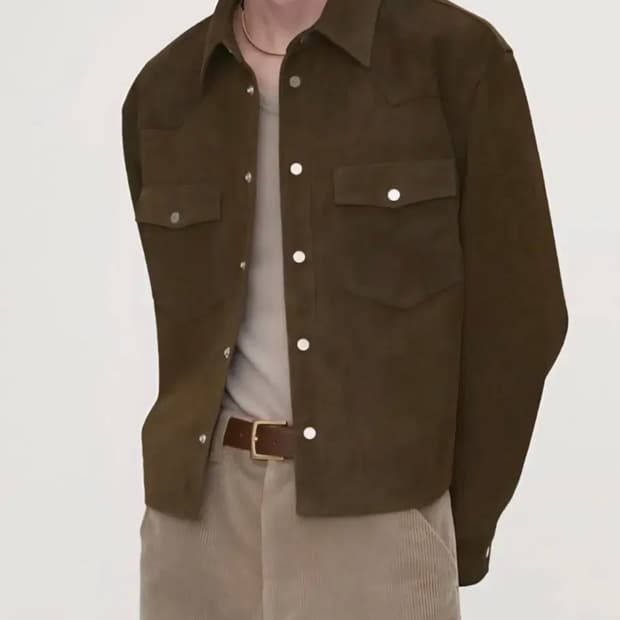 토니웩 스웨이드 크롭 웨스턴 자켓 올리브 브라운 XL