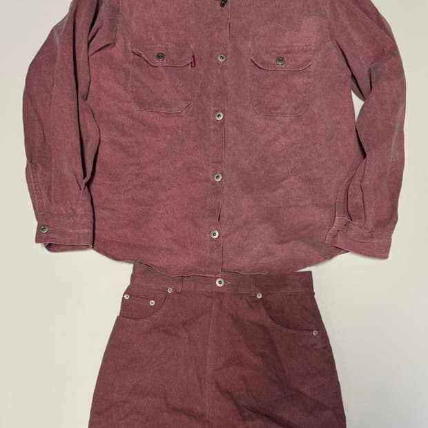 정품!! 스컬프터 오버핏 핑크 셔츠 스커트 셋업