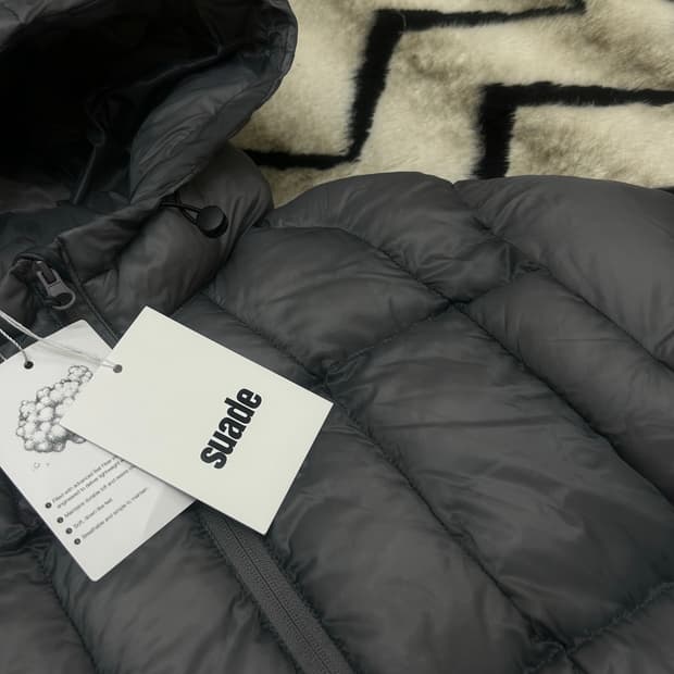 [L]스웨이드 라이트 푸퍼 후드패딩/그레이