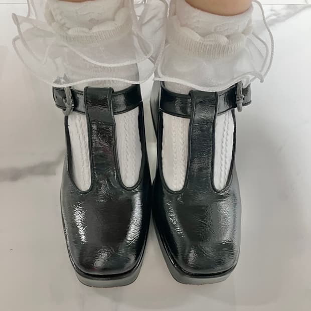 로리타 갸루 Circus NY 블랙 통굽 메리제인 슈즈 235