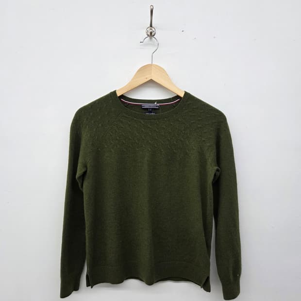 타미힐피거 올리브 니트 스웨터 여성 M