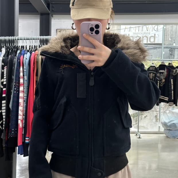 히스테릭글래머 울프죠 울 자켓 점퍼 후드