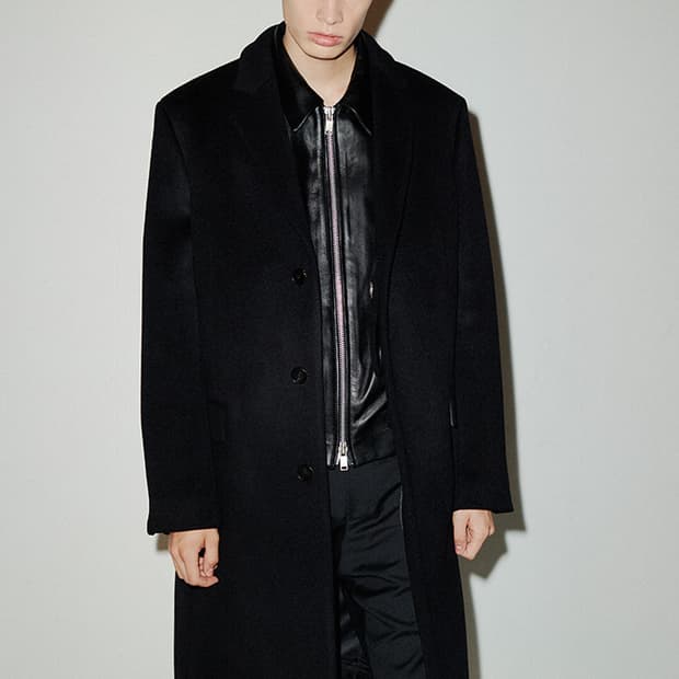 (105/L)토니웩 캐시미어 싱글 코트 블랙