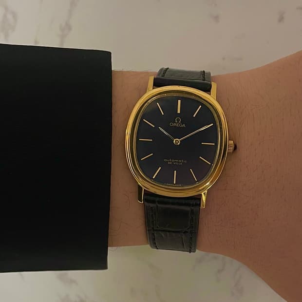 오메가 드빌 엘립스 네이비 오토매틱 빈티지 시계