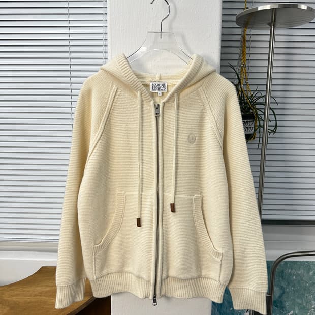 마리떼  양모 니트 후드집업 2way 