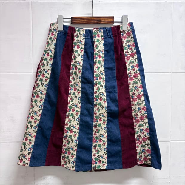 HEART ISLAND 패치워크 페어리 히피 미디 스커트  JPN 