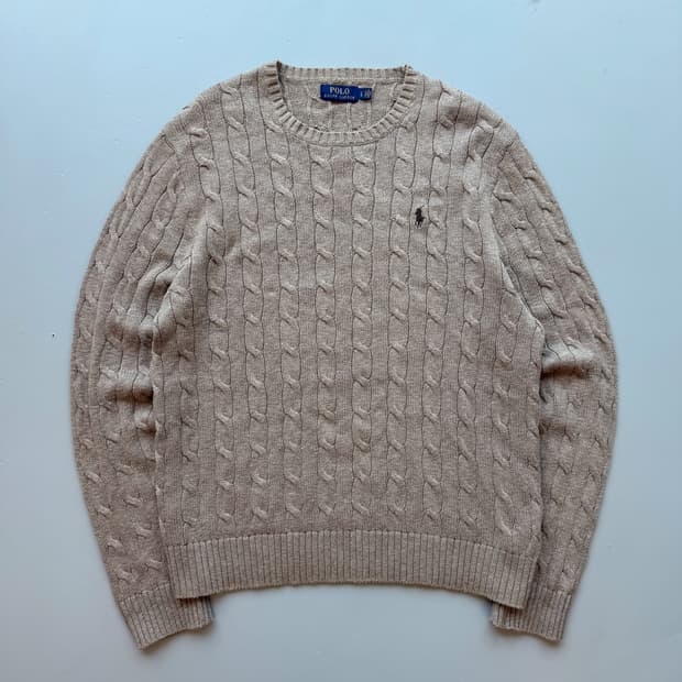 폴로 랄프로렌 루즈핏 신형 코코아 브라운 코튼 꽈배기 니트 