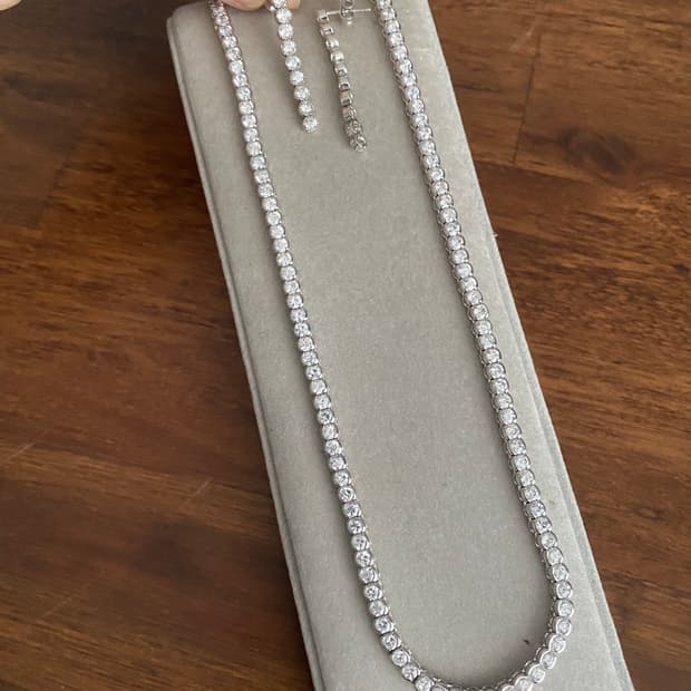 큐빅 테니스 목걸이 귀걸이 세트