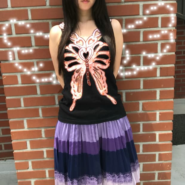 vintage butterfly cut-out sleeveless