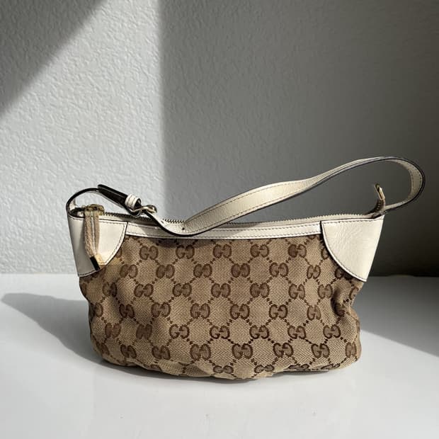 00s 구찌 빈티지 GG 시마 바게트 숄더백 베이지