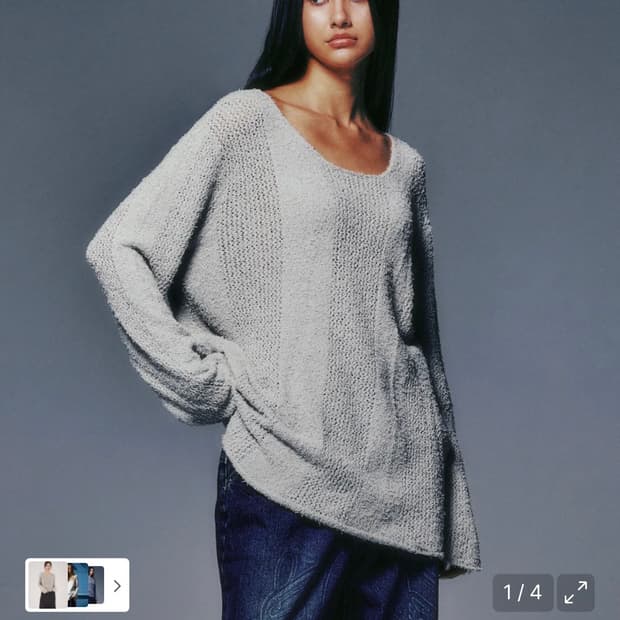 Nyxx U-NECK SHEER KNIT LIGHT GRAY